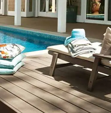Composite deck beside a pool