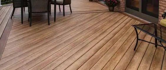 New wood deck with patio furniture