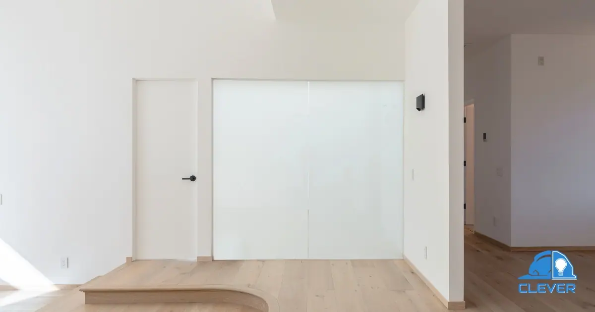 Frosted smart-glass doors to the home office