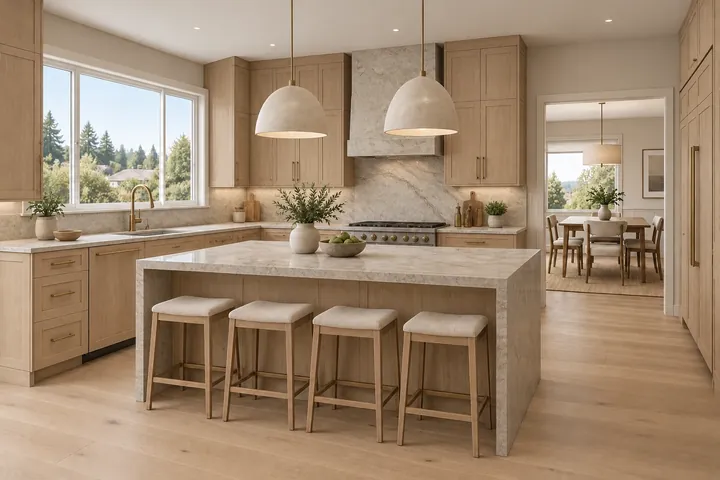 3D concept of a kitchen at the Custom finish level