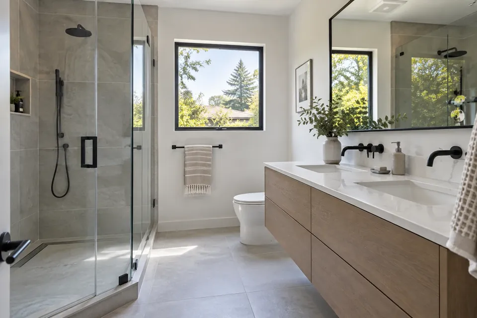 The finished bathroom in a Mountain View home