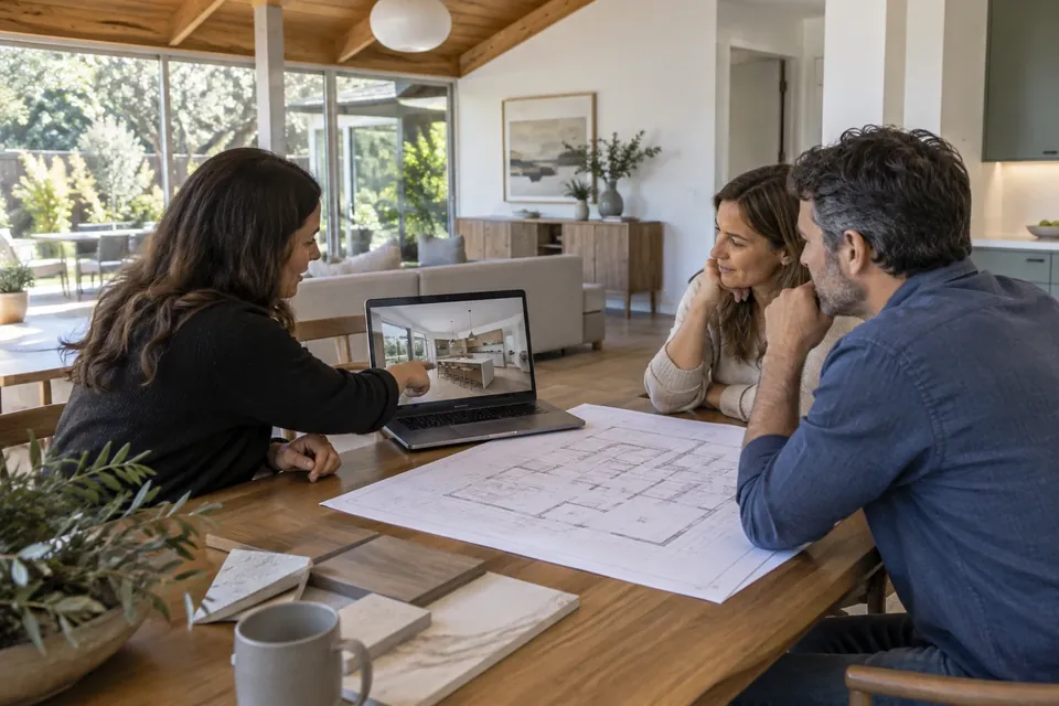 A design meeting in a Bay Area home