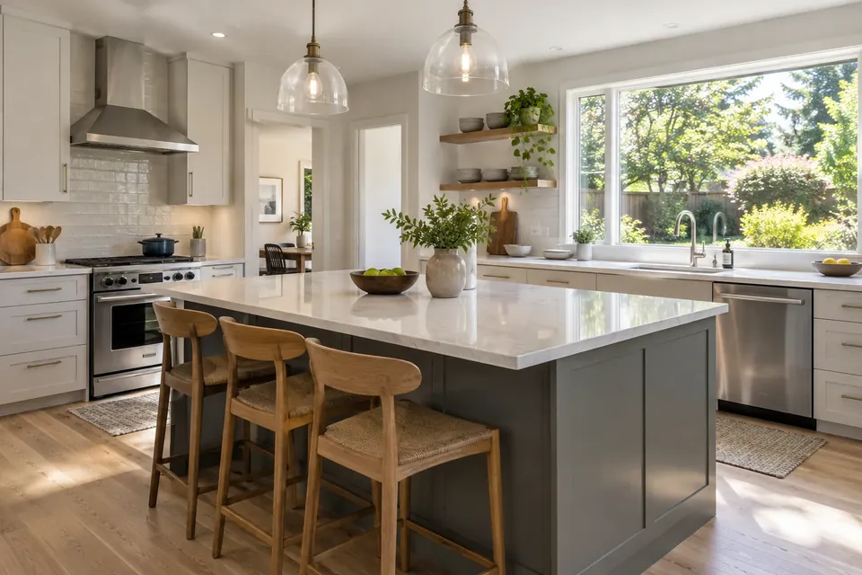 The finished kitchen in a San Mateo home