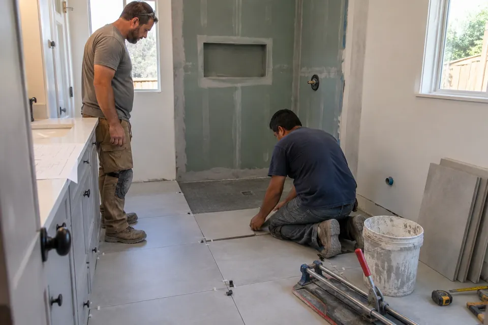 Bathroom remodel in progress in a Sunnyvale home
